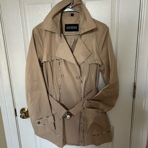 GUESS Beige Trench Coat with Contrast Trim